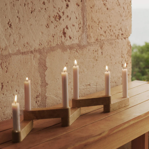 Elysoria Marven Quadra – Sculptural Red Marble Candle Holder for Contemporary Artistic Spaces
