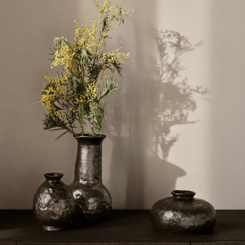 Terrava Sculpted Ceramic Vase Rustic Textured Form Accent Piece for Sophisticated Interior Styling