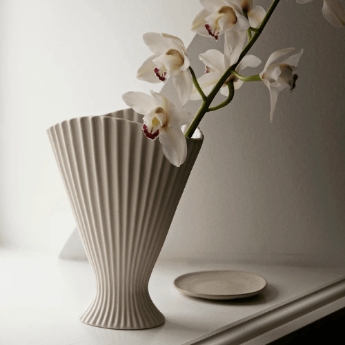 Elaris Pleated Ceramic Vase Sculptural Fluted Centerpiece Accent for Elegant Contemporary Interiors