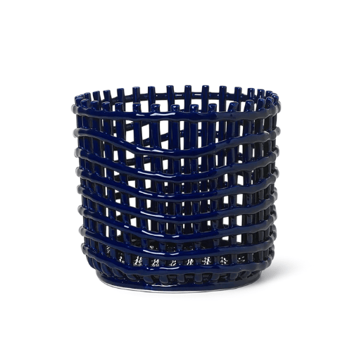 Nivaro Handwoven-Inspired Ceramic Basket Multifunctional Sculptural Vessel for Artistic Home Display