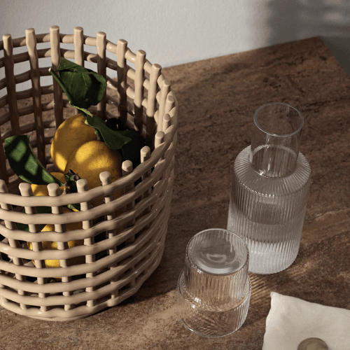 Nivaro Handwoven-Inspired Ceramic Basket Multifunctional Sculptural Vessel for Artistic Home Display
