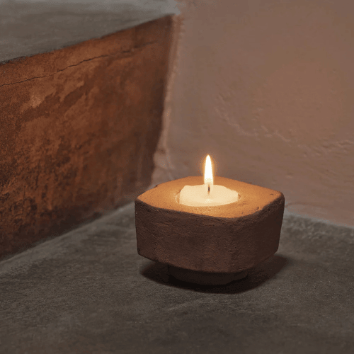 Taremi Handcarved Terracotta Candle Holder Dual-Use Sculptural Accent for Warm Inviting Ambience