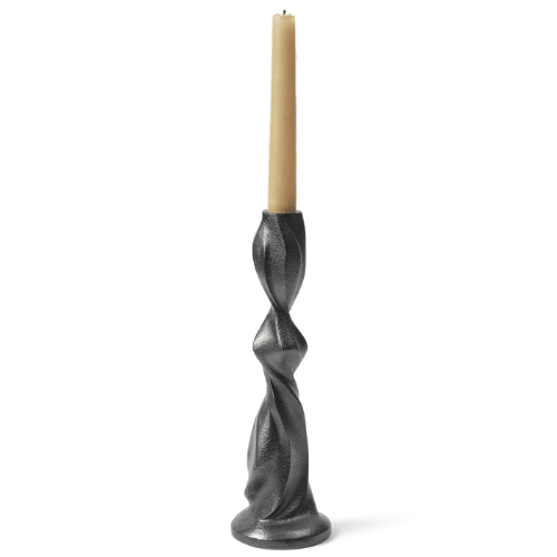 Aurevane Twisted Sculptural Candle Holder Recycled Cast Aluminium Accent for Artistic Ambient Displays