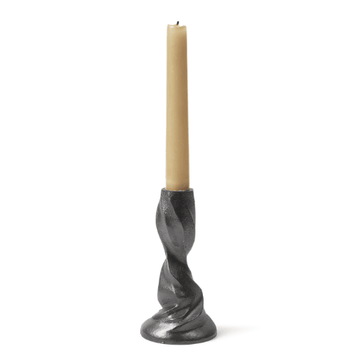 Aurevane Twisted Sculptural Candle Holder Recycled Cast Aluminium Accent for Artistic Ambient Displays