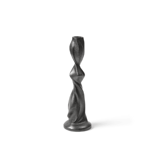 Aurevane Twisted Sculptural Candle Holder Recycled Cast Aluminium Accent for Artistic Ambient Displays