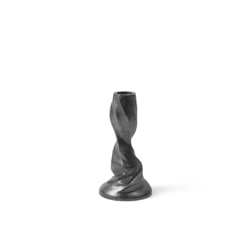 Aurevane Twisted Sculptural Candle Holder Recycled Cast Aluminium Accent for Artistic Ambient Displays