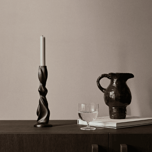 Aurevane Twisted Sculptural Candle Holder Recycled Cast Aluminium Accent for Artistic Ambient Displays