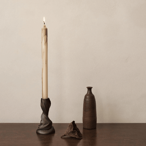 Aurevane Twisted Sculptural Candle Holder Recycled Cast Aluminium Accent for Artistic Ambient Displays