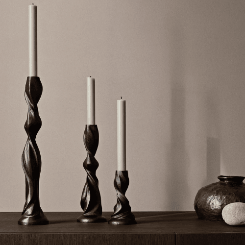 Aurevane Twisted Sculptural Candle Holder Recycled Cast Aluminium Accent for Artistic Ambient Displays
