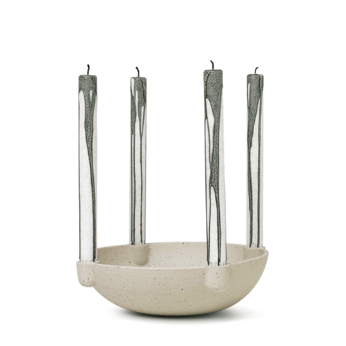 Solvara Bowl Candle Holder Multifunctional Unglazed Ceramic Centerpiece for Seasonal and Ambient Displays