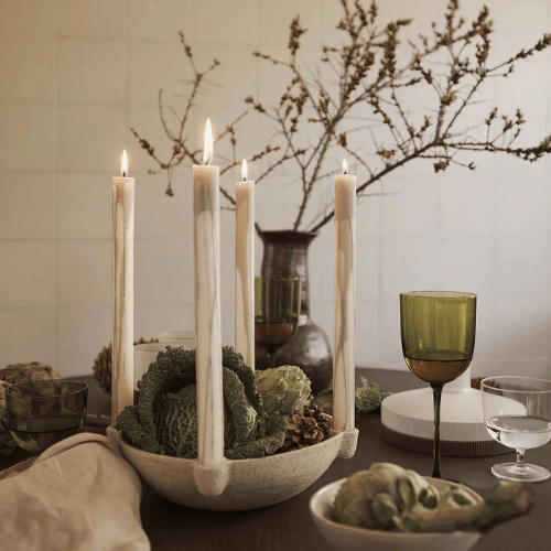 Solvara Bowl Candle Holder Multifunctional Unglazed Ceramic Centerpiece for Seasonal and Ambient Displays