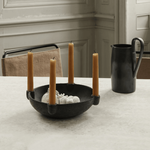 Solvara Bowl Candle Holder Multifunctional Unglazed Ceramic Centerpiece for Seasonal and Ambient Displays