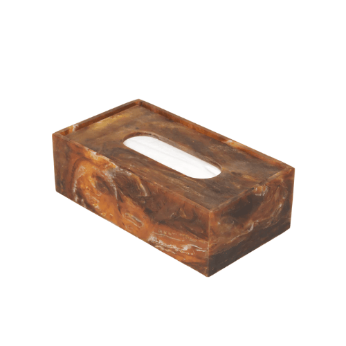 Lunareve Marbled Resin Tissue Box Modern Rectangular Cover with Minimalist Sculptural Design