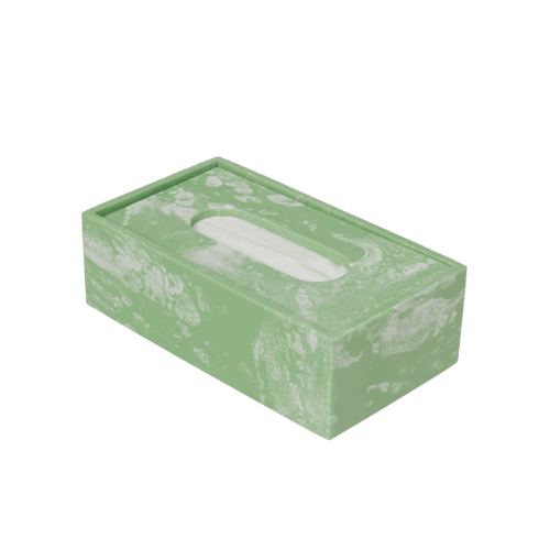 Lunareve Marbled Resin Tissue Box Modern Rectangular Cover with Minimalist Sculptural Design