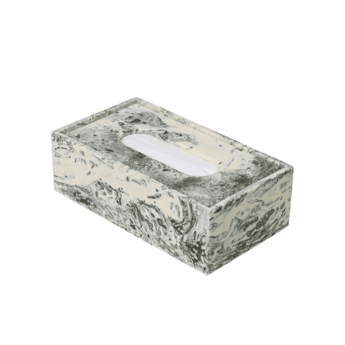 Lunareve Marbled Resin Tissue Box Modern Rectangular Cover with Minimalist Sculptural Design