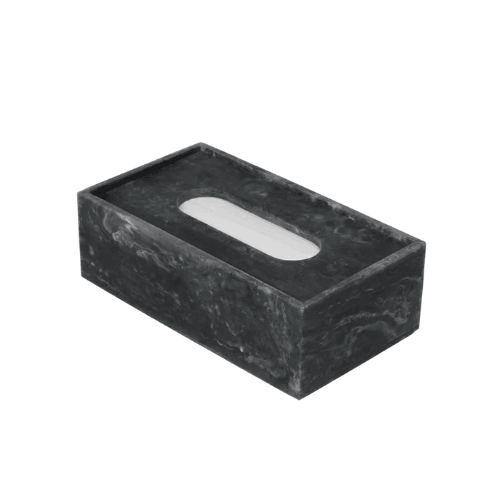 Lunareve Marbled Resin Tissue Box Modern Rectangular Cover with Minimalist Sculptural Design