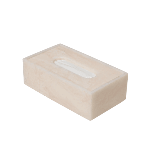 Lunareve Marbled Resin Tissue Box Modern Rectangular Cover with Minimalist Sculptural Design