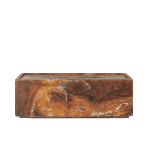 Lunareve Marbled Resin Tissue Box Modern Rectangular Cover with Minimalist Sculptural Design