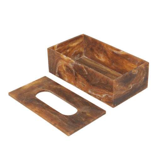 Lunareve Marbled Resin Tissue Box Modern Rectangular Cover with Minimalist Sculptural Design
