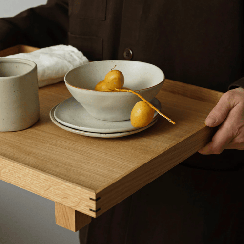 Takumi Elevated Wooden Serving Tray with Minimalist Japanese Joinery Detailing for Timeless Home Presentation