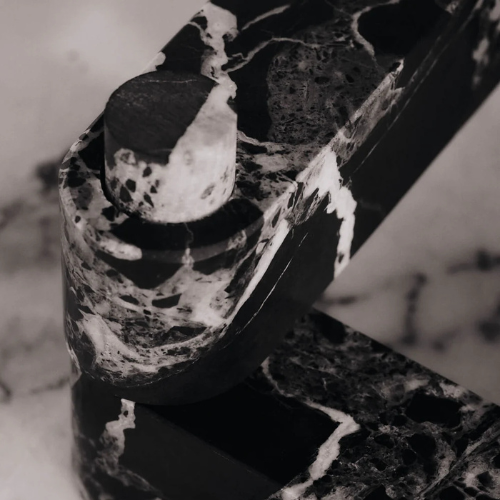 Elysoria Marven Quadra – Sculptural Red Marble Candle Holder for Contemporary Artistic Spaces