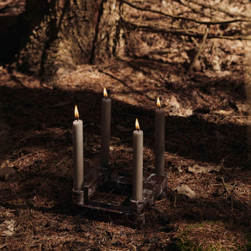 Elysoria Marven Quadra – Sculptural Red Marble Candle Holder for Contemporary Artistic Spaces