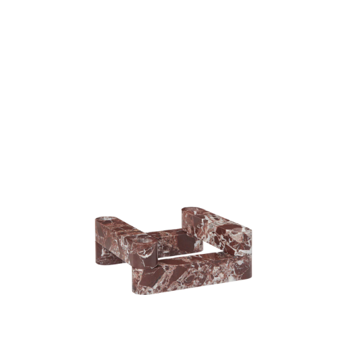 Elysoria Marven Quadra – Sculptural Red Marble Candle Holder for Contemporary Artistic Spaces